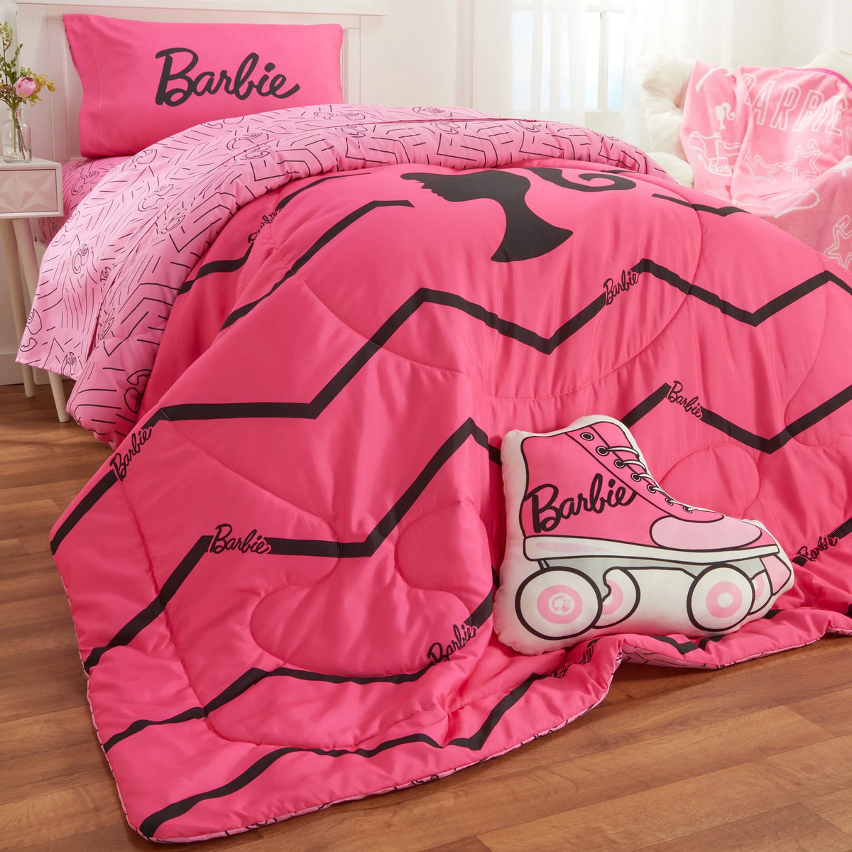 Pink Chevron Microfiber Twin Full Comforter Set R582