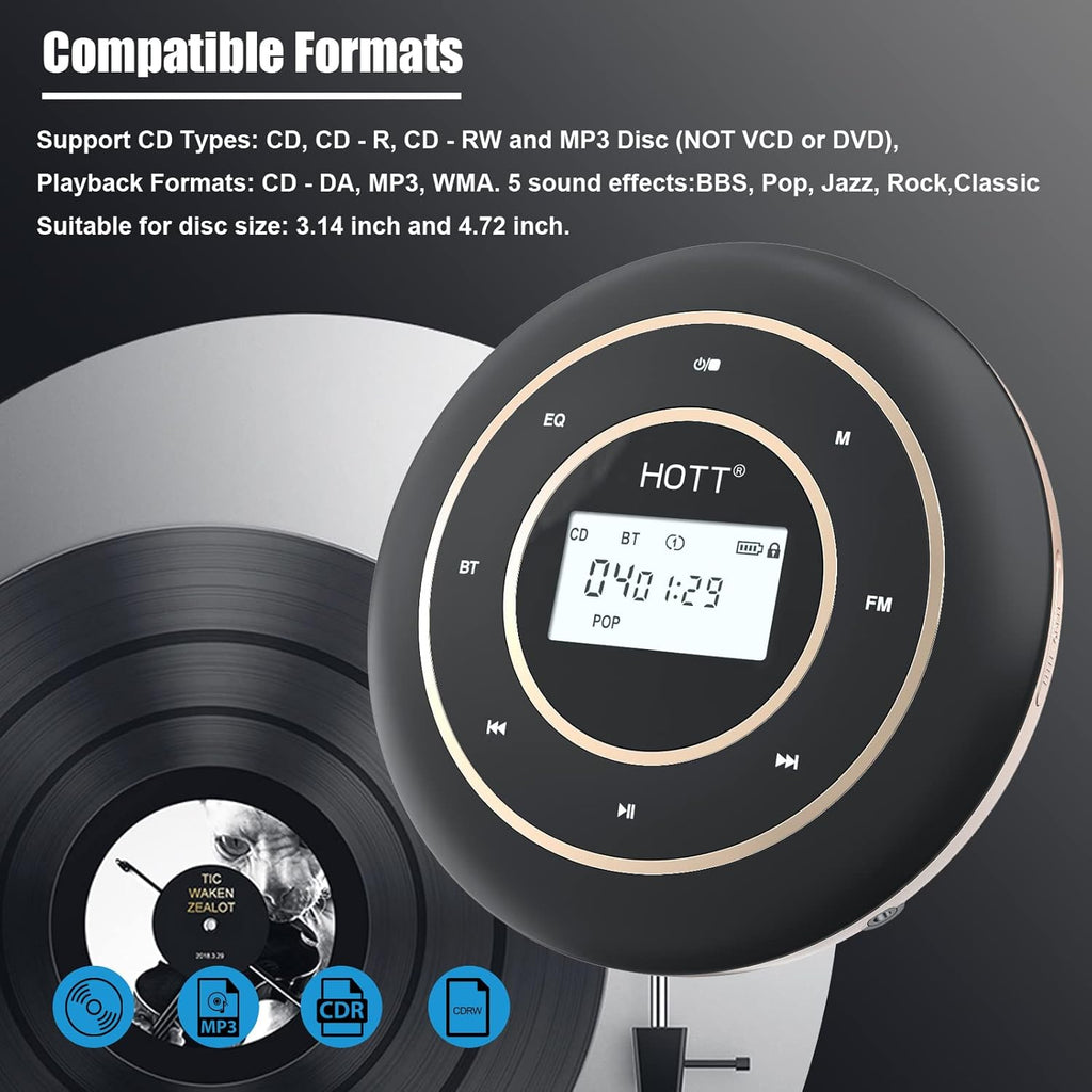 Portable CD Player with Bluetooth 5.0 and FM Transmitter L39275