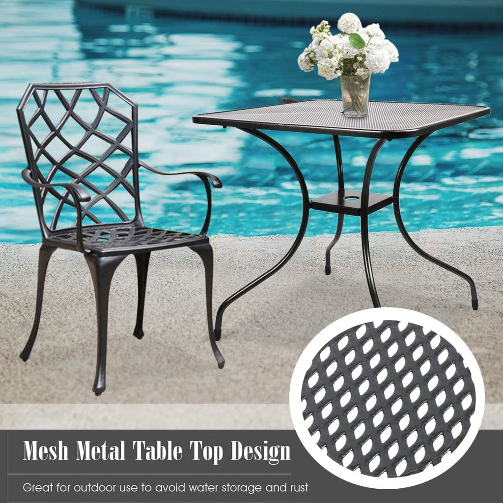 Outdoor Cast Iron Square Bistro Table with Umbrella Hole Q763
