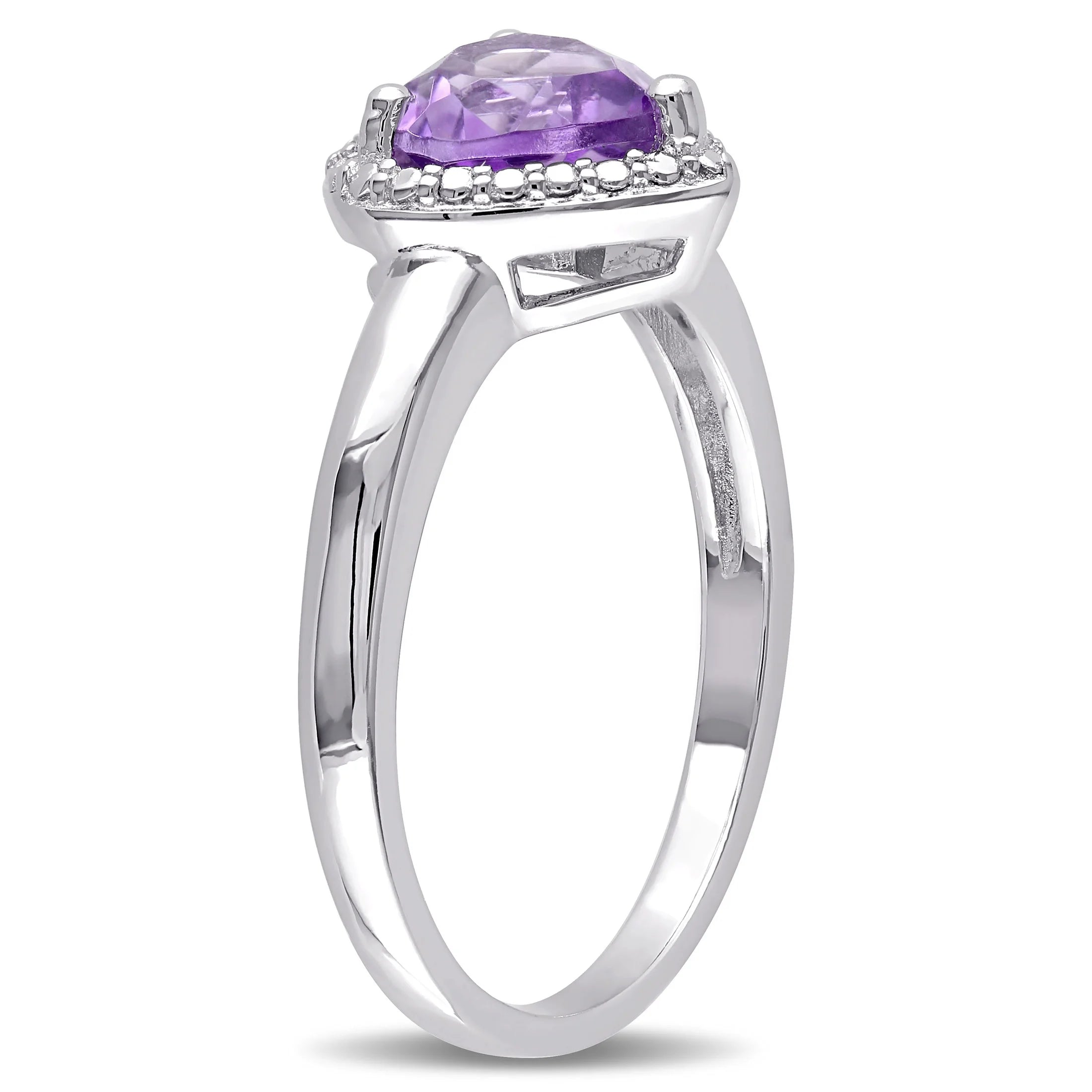 Heart-Shape Amethyst Sterling Silver Ring Y941