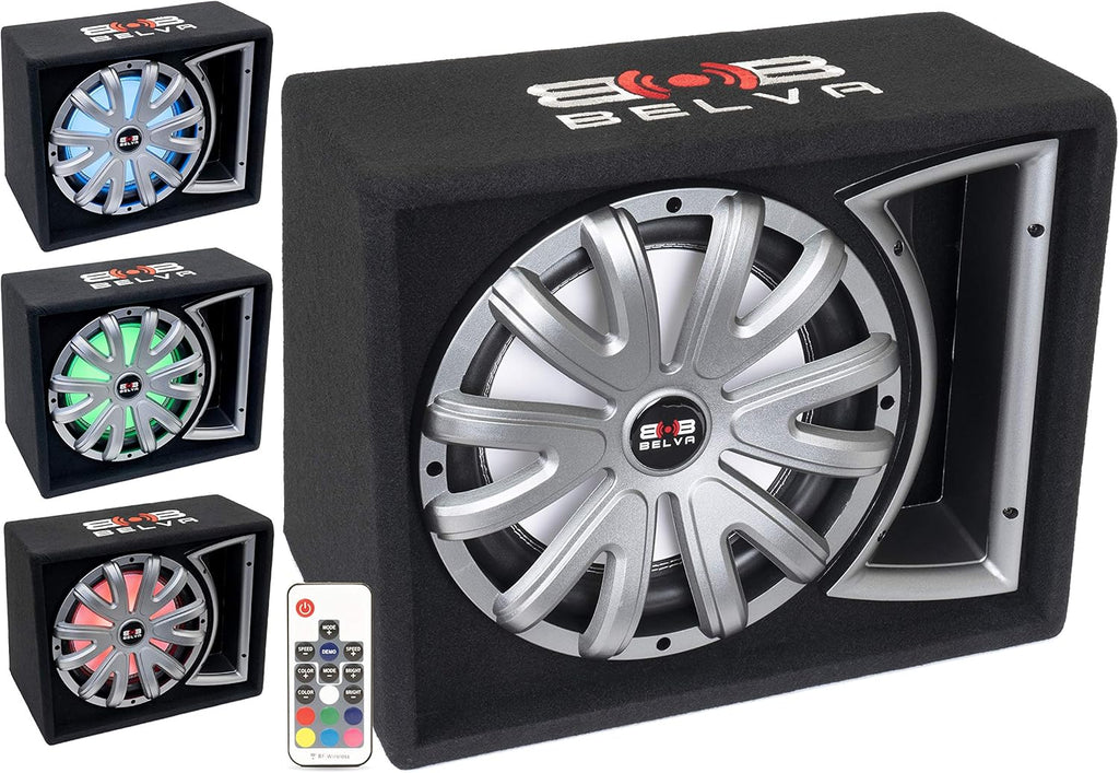 Single 12-inch 750W Loaded Ported Car Subwoofer with Multi-Color LED and Remote W3698