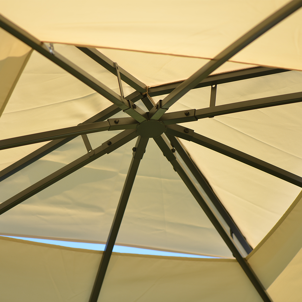 Beige 12x10ft Outdoor Hardtop Gazebo with Mosquito Netting C723234