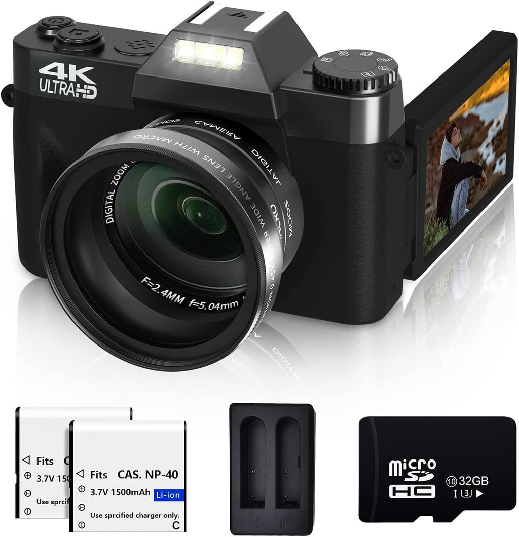 4K 48MP Digital Camera with 32GB SD Card and 2 Batteries I799