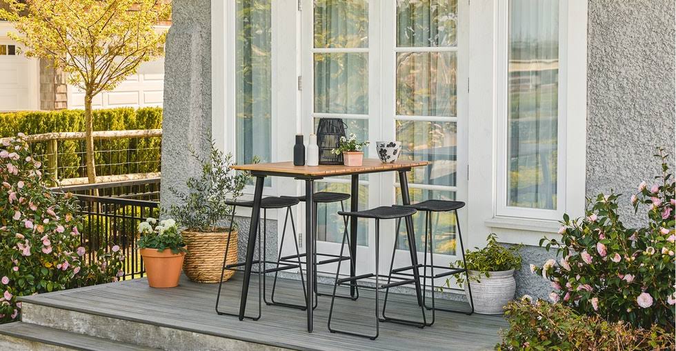 Acacia Bar Table with Slate Metal Legs I8537