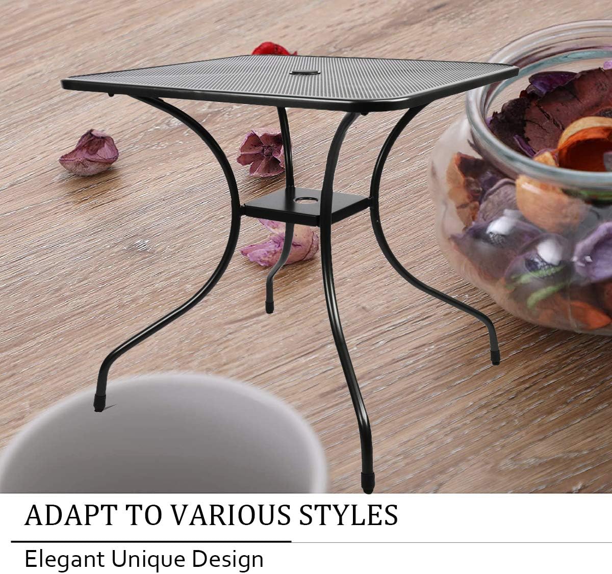Outdoor Cast Iron Square Bistro Table with Umbrella Hole Q763