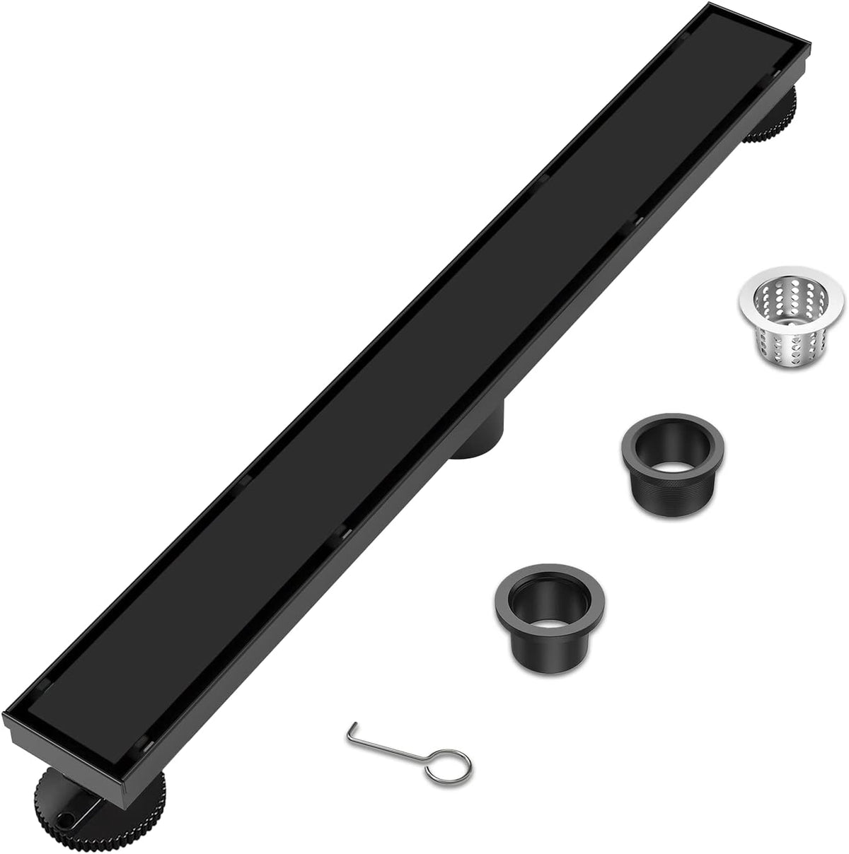 24 inch Linear Shower Drain with Removable Grate, Matte Black W717651