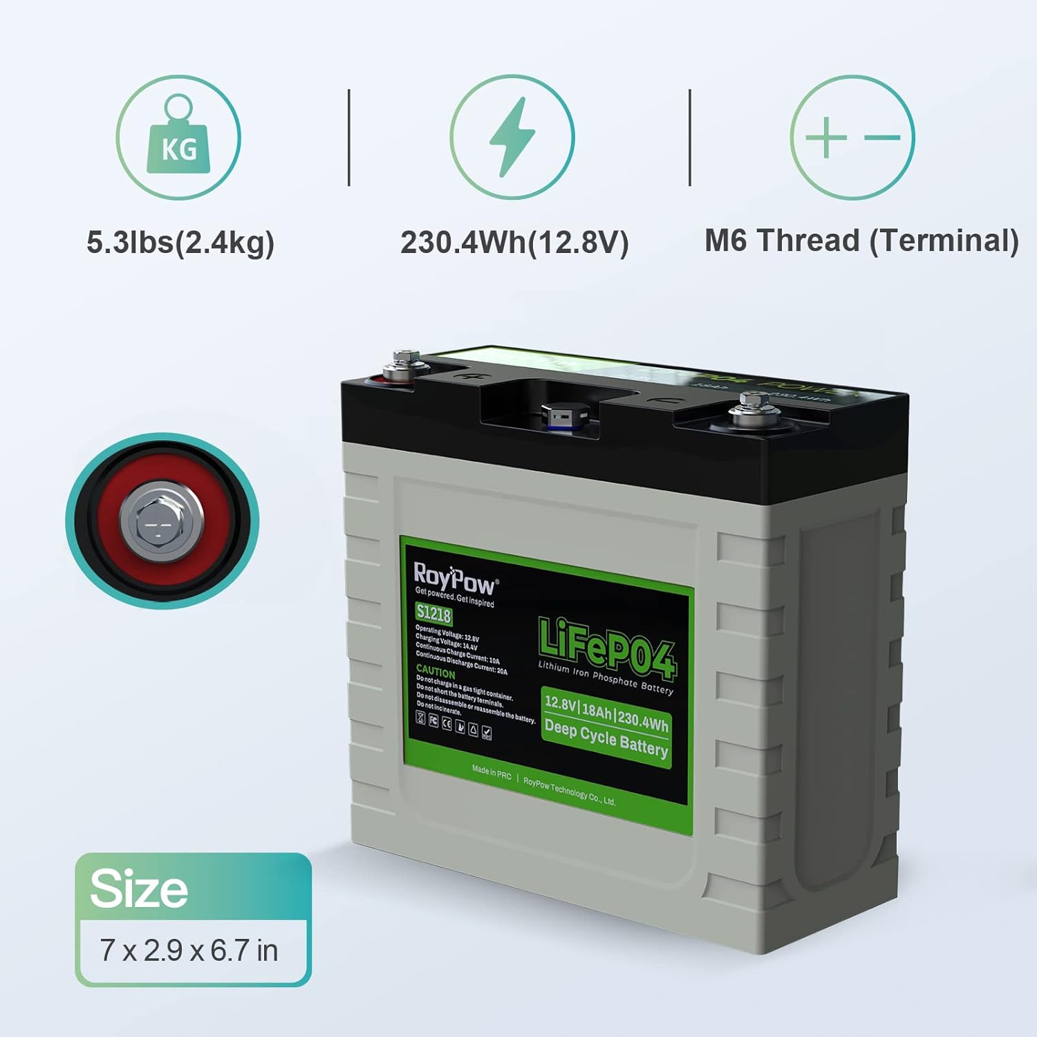 12V 18Ah Deep Cycle LiFePO4 Battery Rechargeable Lithium ion Batteries Built-in BMS O792993