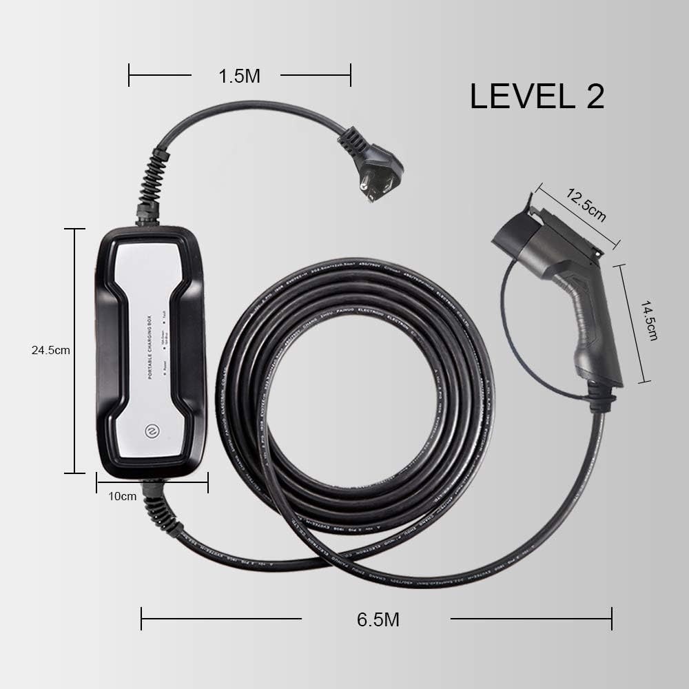 16A EV Charger Cable 200-240V Portable EVSE SAE J1772 Plug 24 feet W333970