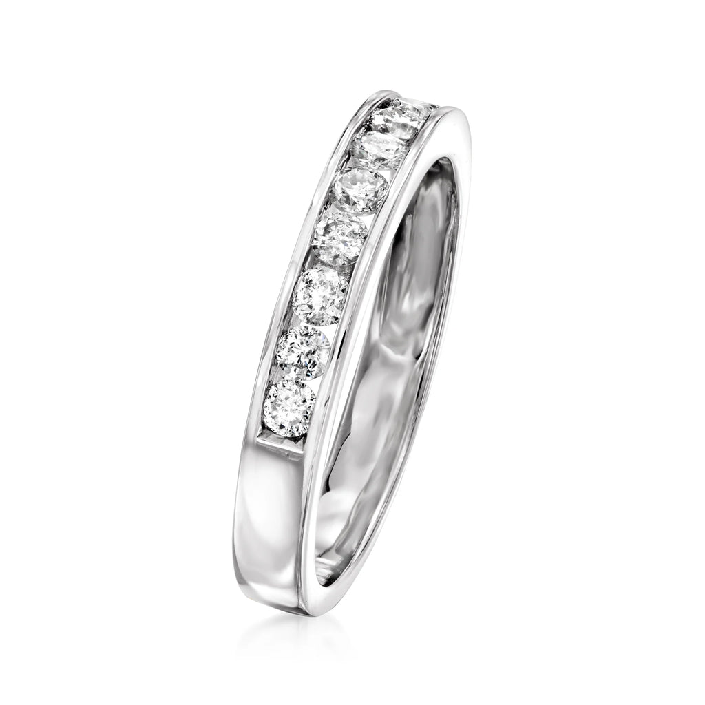 14kt White Gold Channel-Set Diamond Wedding Band C545