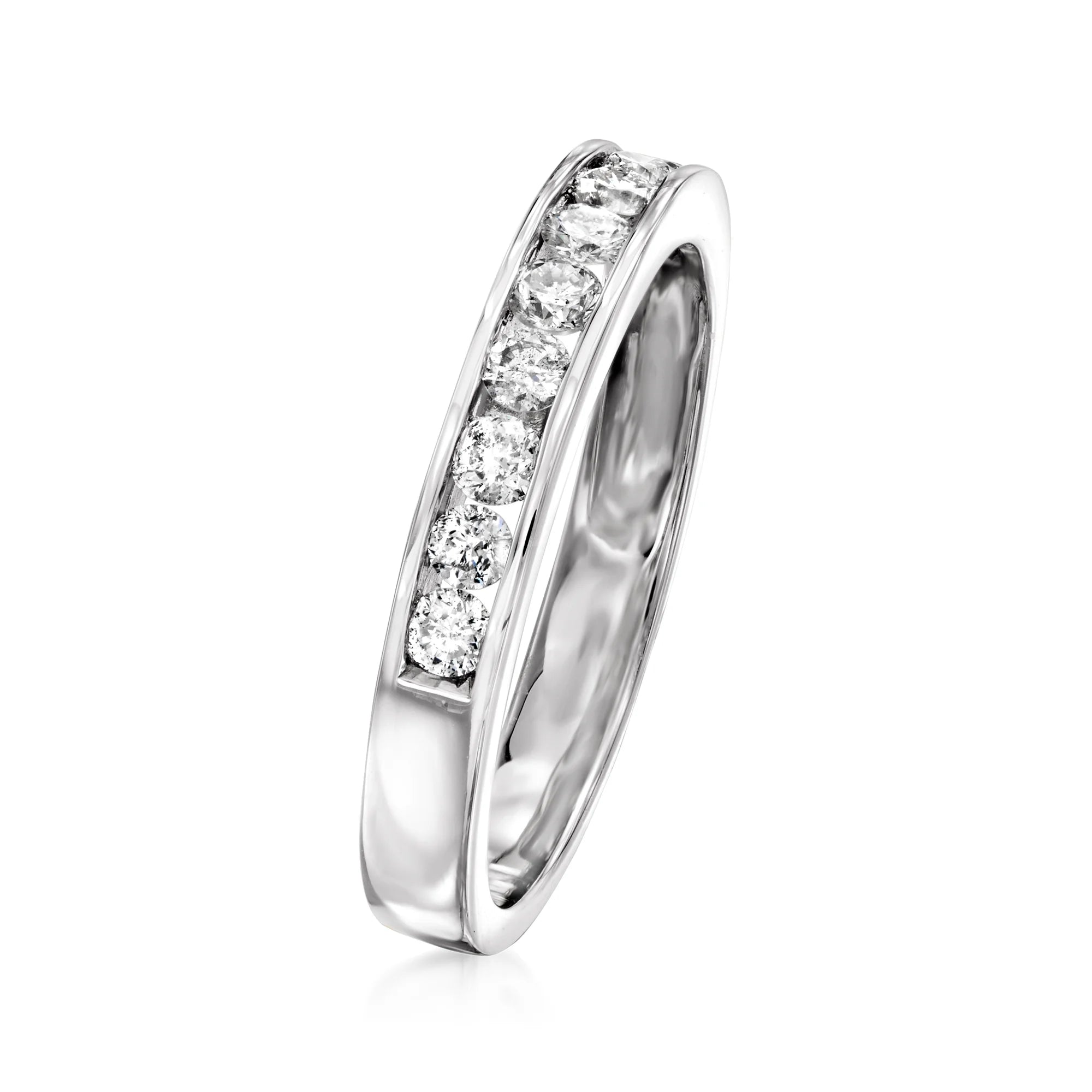 14kt White Gold Channel-Set Diamond Wedding Band C545